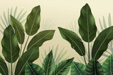 Nature-inspired wall design with banana leaves and natural textures